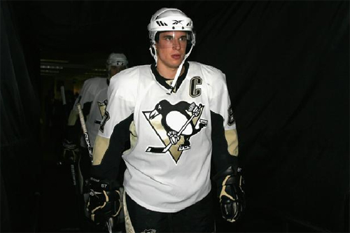 Sidney Crosby comes out of the tunnel against the Sharks