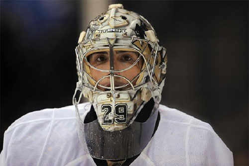 Marc-Andre Fleury made 21 saves in a win over the Dallas Stars on 3/1/09