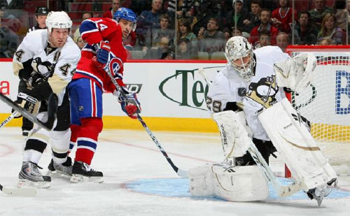 Marc-Andre Fleury makes a save against the Montreal Canadiens on 2/3