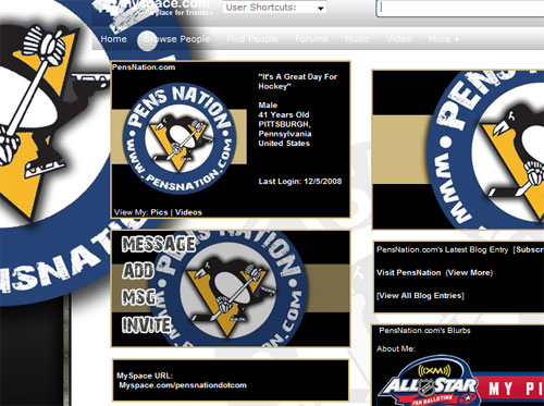 Pens Nation MySpace Page
